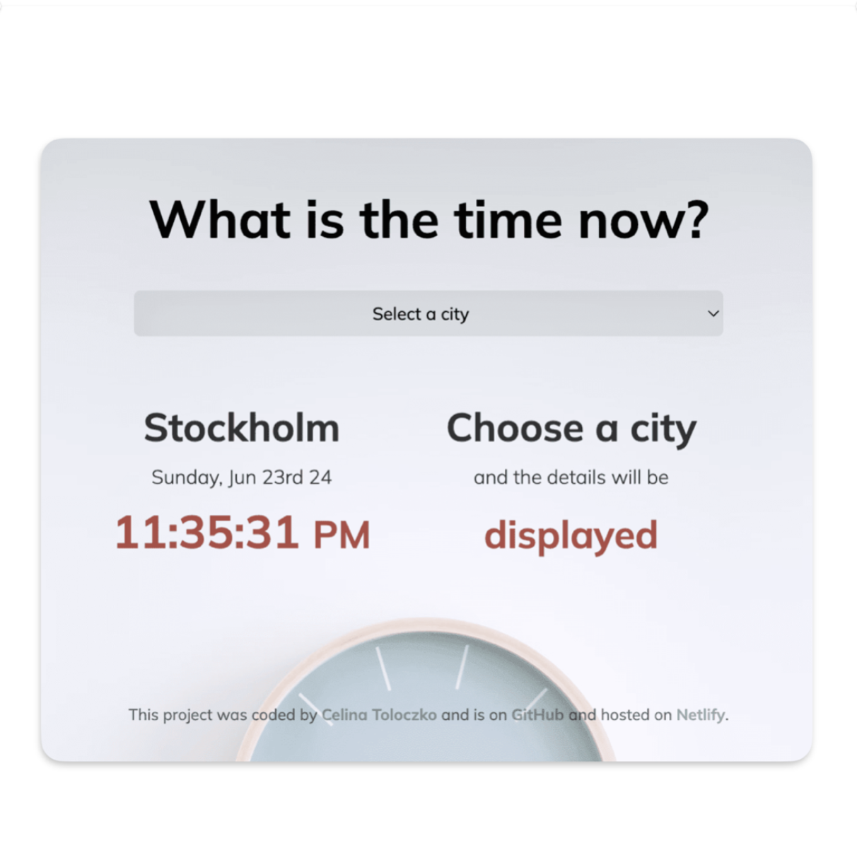 App to check the time in various cities around the globe