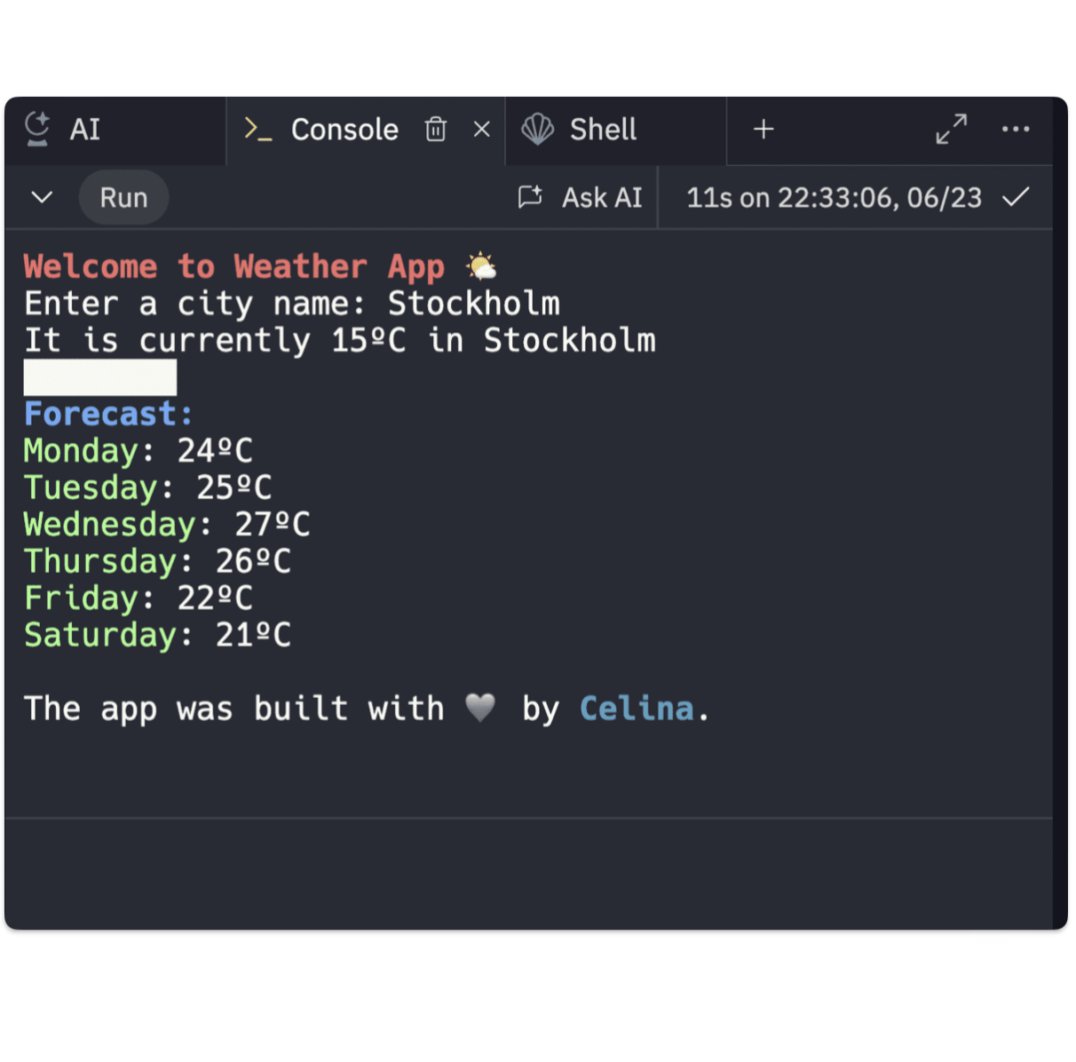 weather forecast app coded with python